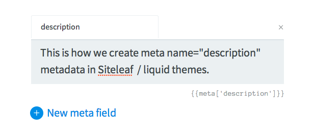 Meta description in Siteleaf